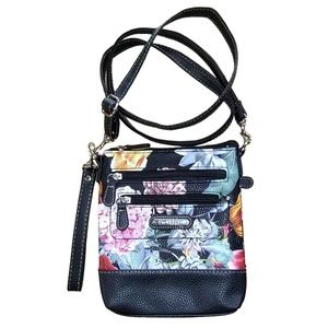 Stone & Co Black & Floral Small Crossbody Purse